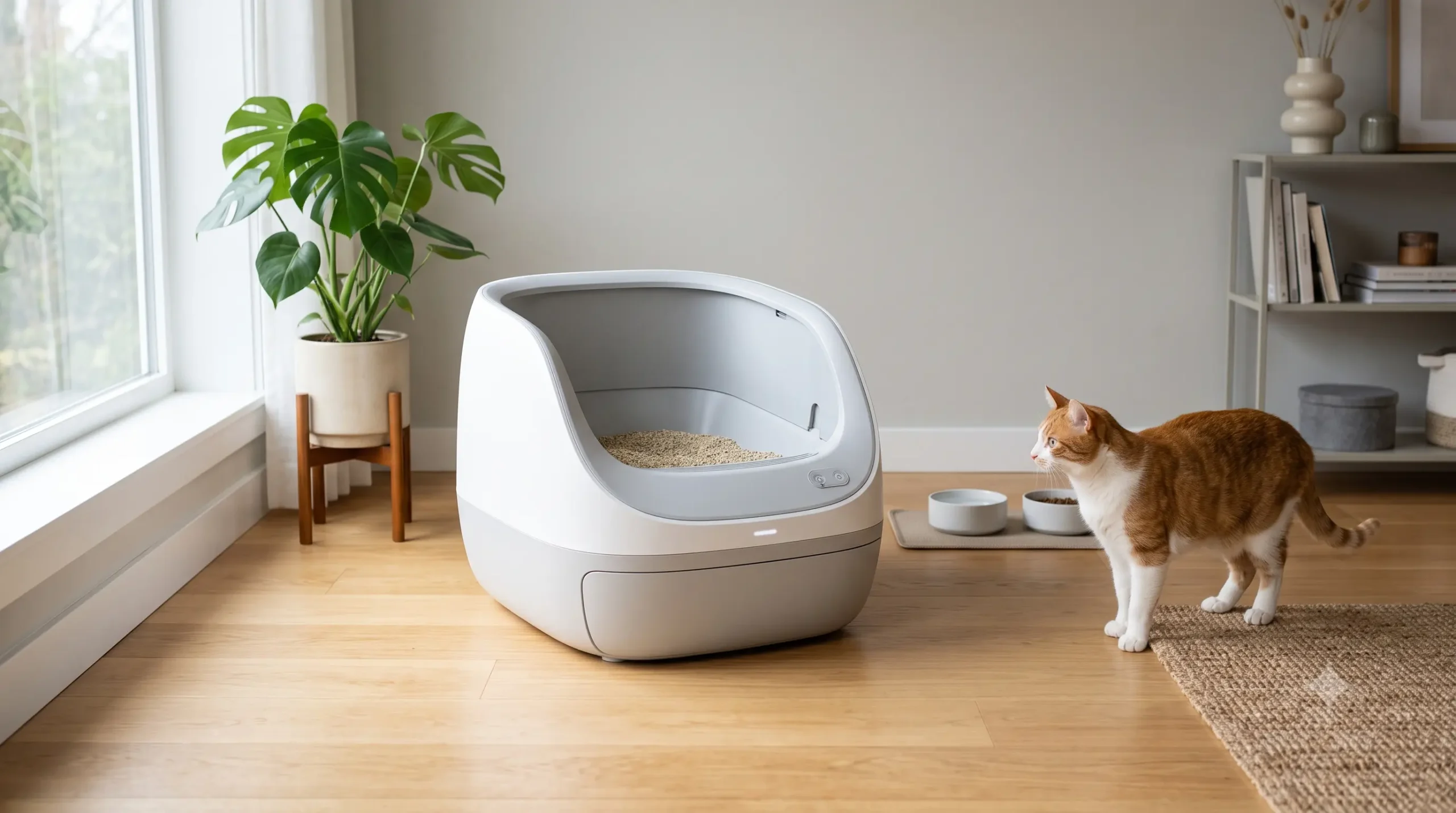 Arenero automático abierto y sin paleta para gatos