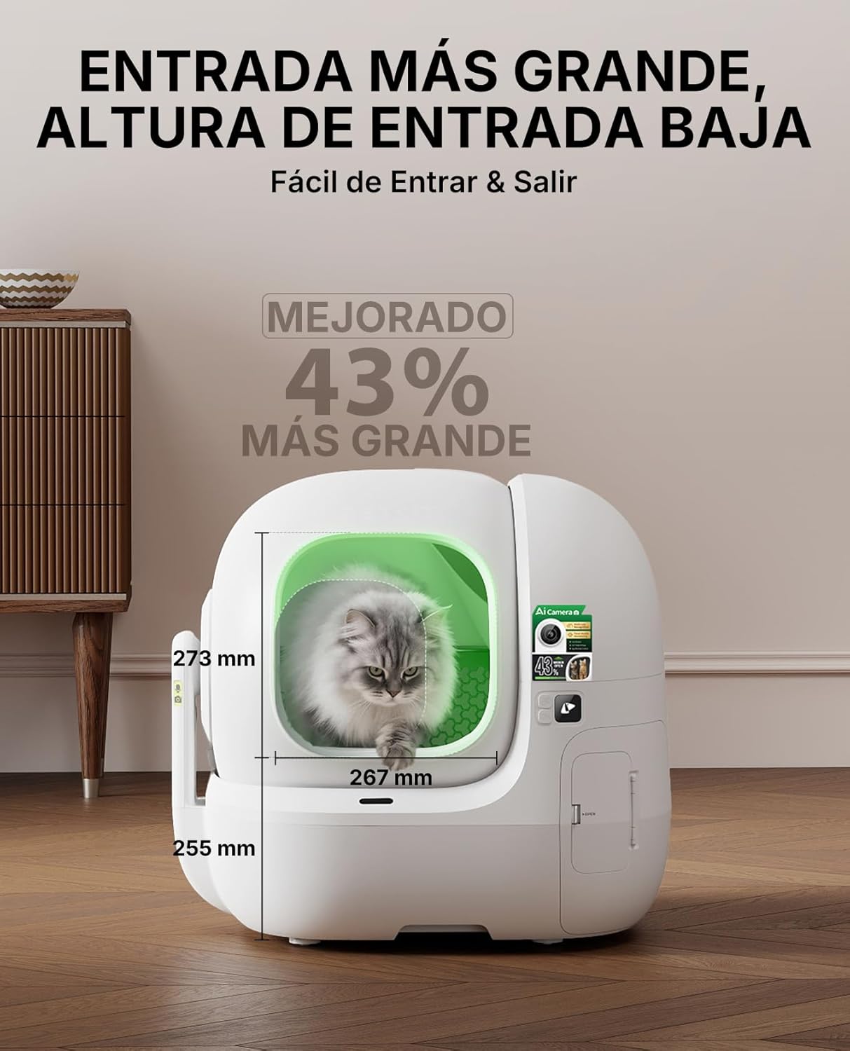Entrada amplia del PETKIT PUROBOT MAX Pro 2